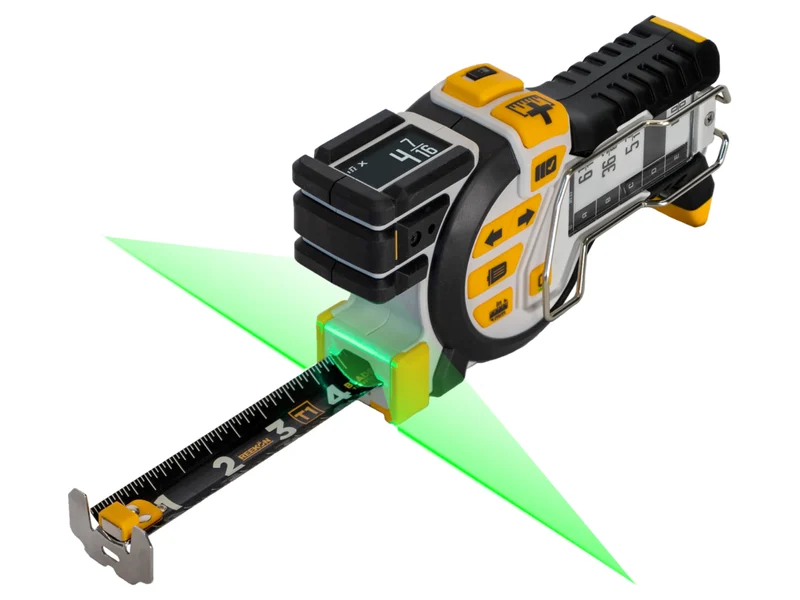 Reekon T1 Tomahawk digital tape measure with the blade extended